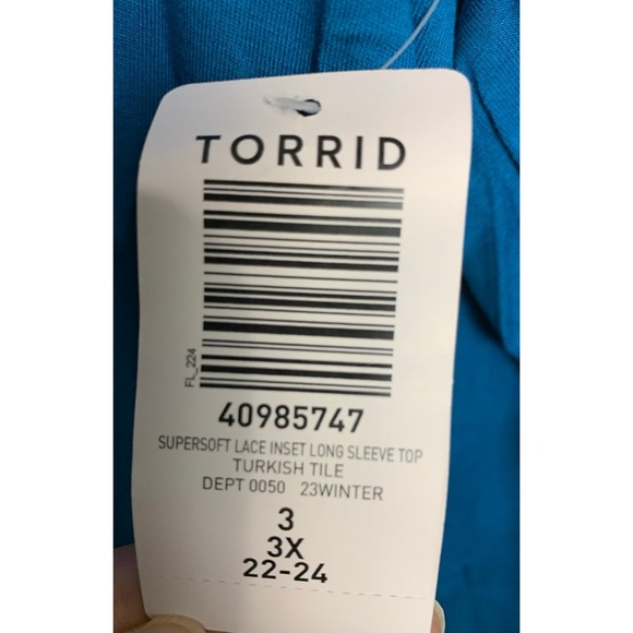 NWT Torrid Super Soft Lace Inset Long Sleeve Top 2X - Picture 6 of 11